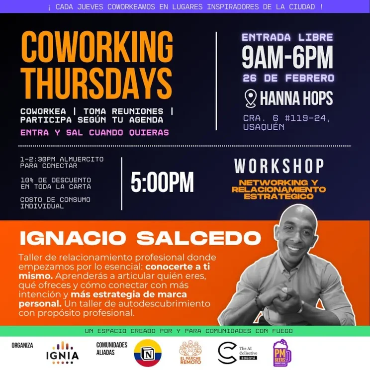 Flyer del evento Autoconocimiento en los Coworking Thursdays de Ignia